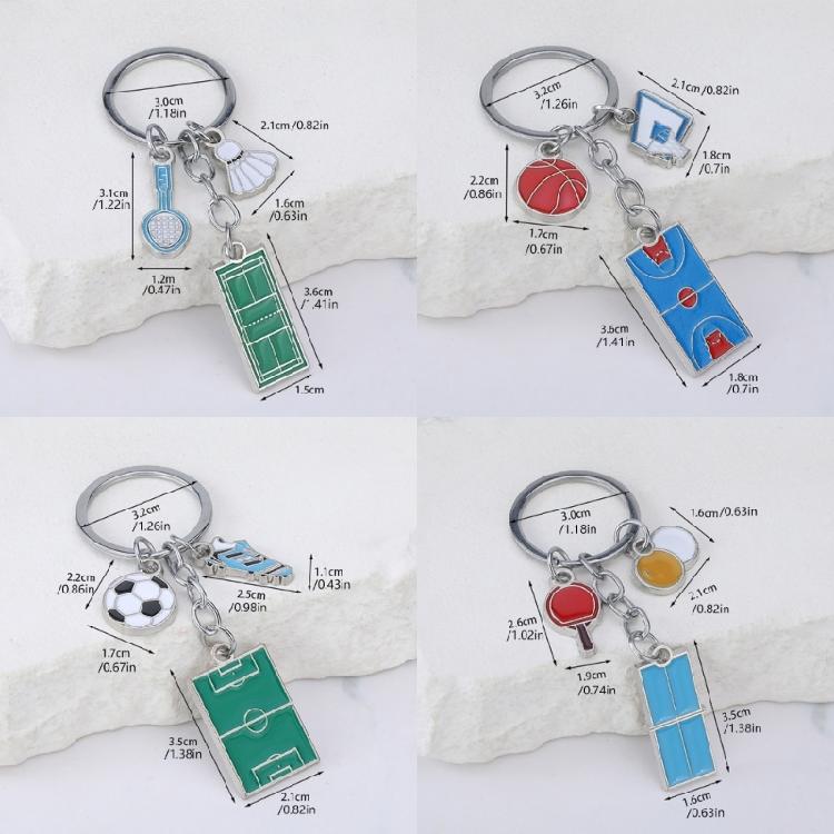 Unique Football/Basketball/Badminton/Table Tennis Pendant Keychain Key Holder Fashion Statement Accessory