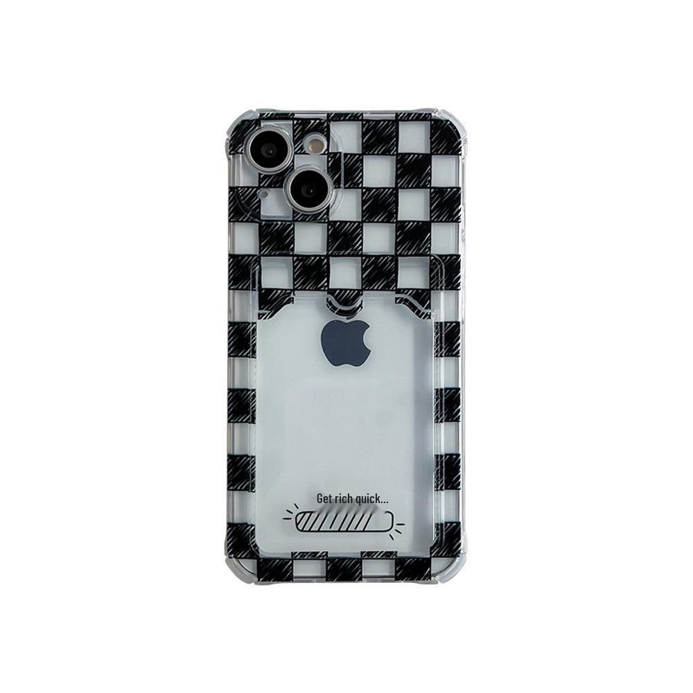 Checkerboard Card-Insertable iPhone 11/12 Pro Case for Women, Fits XR/XS Max.