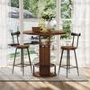 Juego de Mesa y Taburetes de Barra de 3 Piezas, Mesa Redonda de 31.5 Pulgadas con Dos Taburetes, Mesa de Comedor de Madera con Reposapiés Metálico en Forma de Anillo, Nogal