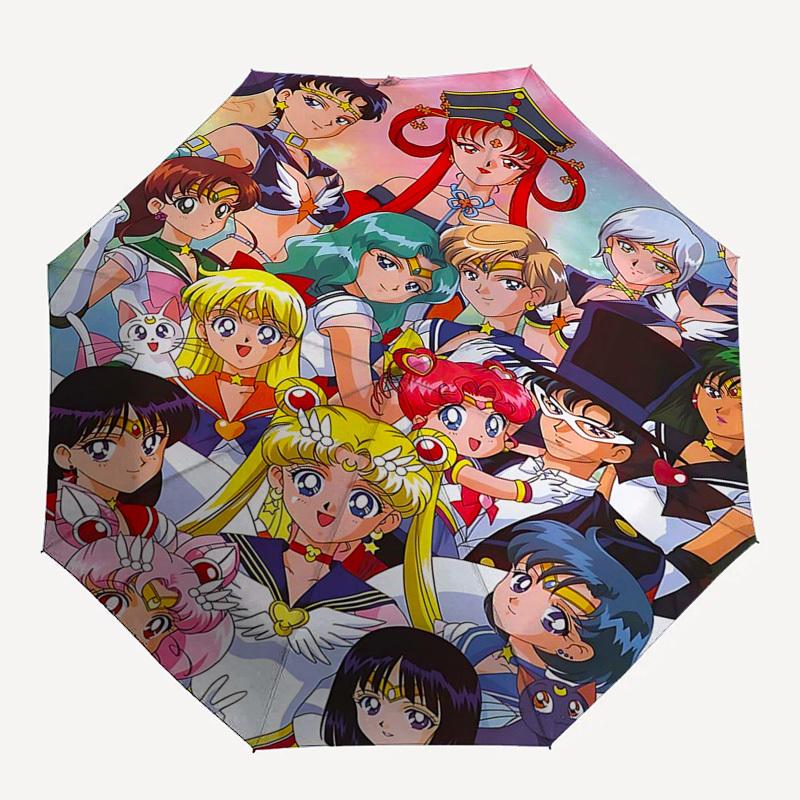 1pc Sailor Moon Umbrella Automatic Opening Closing, Portable Tri-Fold Design, 8-Rib Iron Frame, Outdoor Umbrella, Ideal Gift for Fans, Travelers, Dail