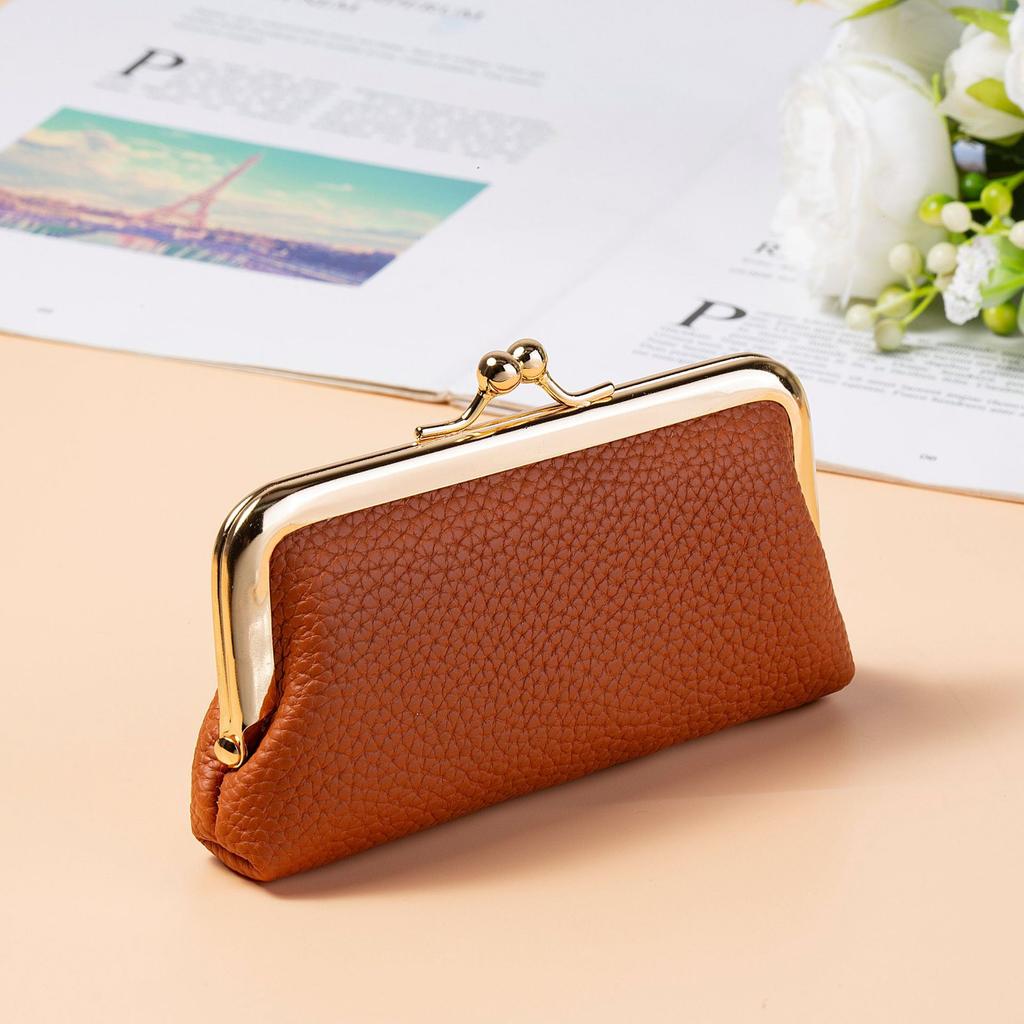 Niche Fashion Mouth Red Envelope Mini Compact Wallet Storage Bag Female PU Leather Clip Bag Trendy