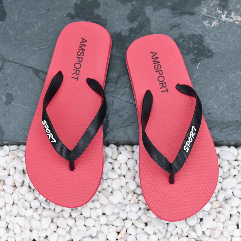 

2024 Мужские летние дышащие пляжные шлепанцы из ПВХ повседневные модные сандалии 42 красный