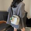 Handbag Women's New Fashion Soft Leather Bucket Bag Versatile Casual Shoulder Crossbody Bag