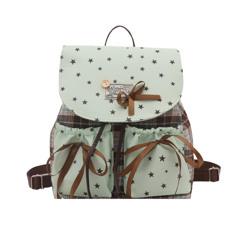 

New Korean polka dot star fashion trend versatile backpack women s small backpack drawstring high value backpack зелёный