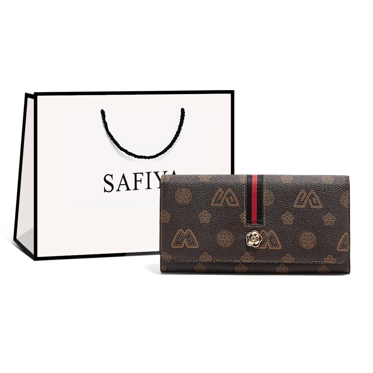 

New Safiya Synthetic Leather Card Holder, Document Bag, Coin Purse, Money Clip, Wallet Women s Coffee SF200014Y 19.6*3.0*8.9CM