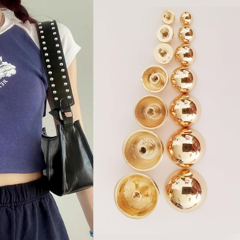 10Pcs 6/8/9/10/12/15/18/20mm DIY Gold Metal Button Nail Clothes/Bag/Shoes Round Head Screws Nail Bolt Mushroom Dome Strap Rivets