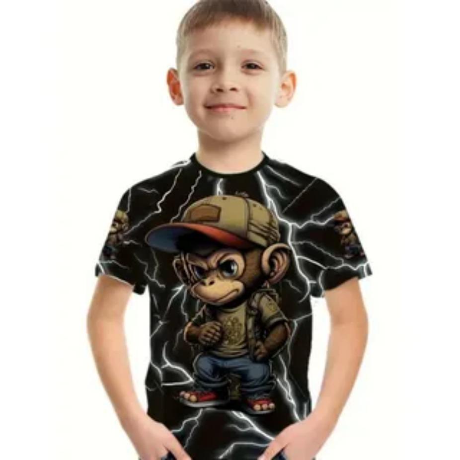 Kids T-shirts O Neck Tops Polyester Casual Sportwear Comfortable Tees Short Sleeve 3d Print T Shirt