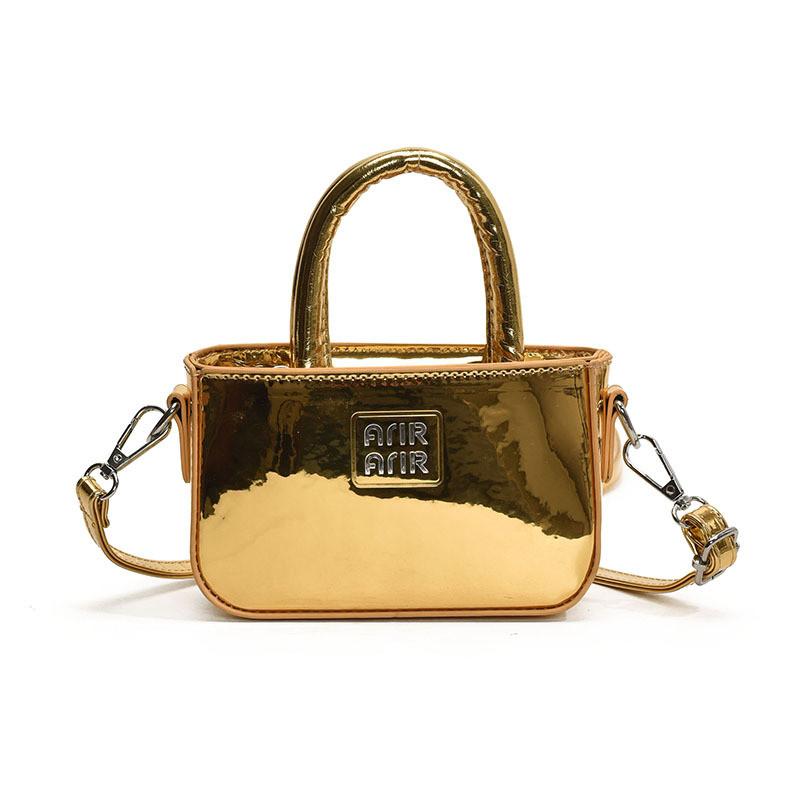 

Мини Стильная Минималистичная Сумочка Детская Подростковая Лазерная Блестящая Отделка Уникальные Узоры Gold No Pendant