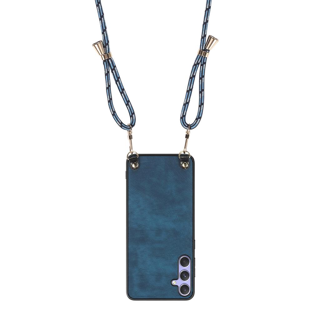 For Samsung Galaxy A54 5G Retro Leather Phone Back Cover with Adjustable Strap