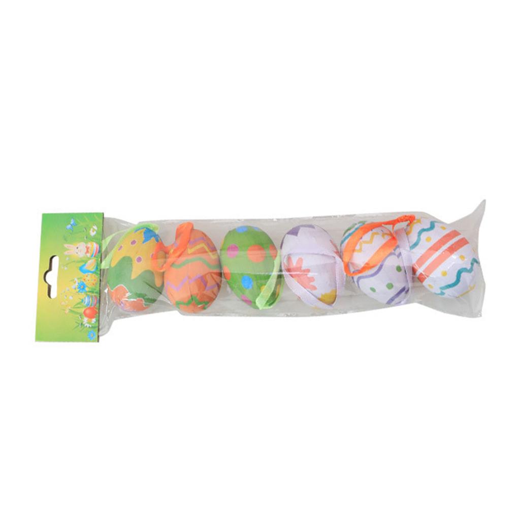 6pcs Easter Colorful Eggs Decoration Hanging Ornaments for Easter Tree Spring Party Supplies Home DIY Craft Kid Toy Gift