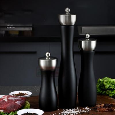 Creative Black Wood Grinder Stainless Steel Hand Pepper Pepper Grinder Home Seasoning Storage Bottle Kitchen Tools 8inches New