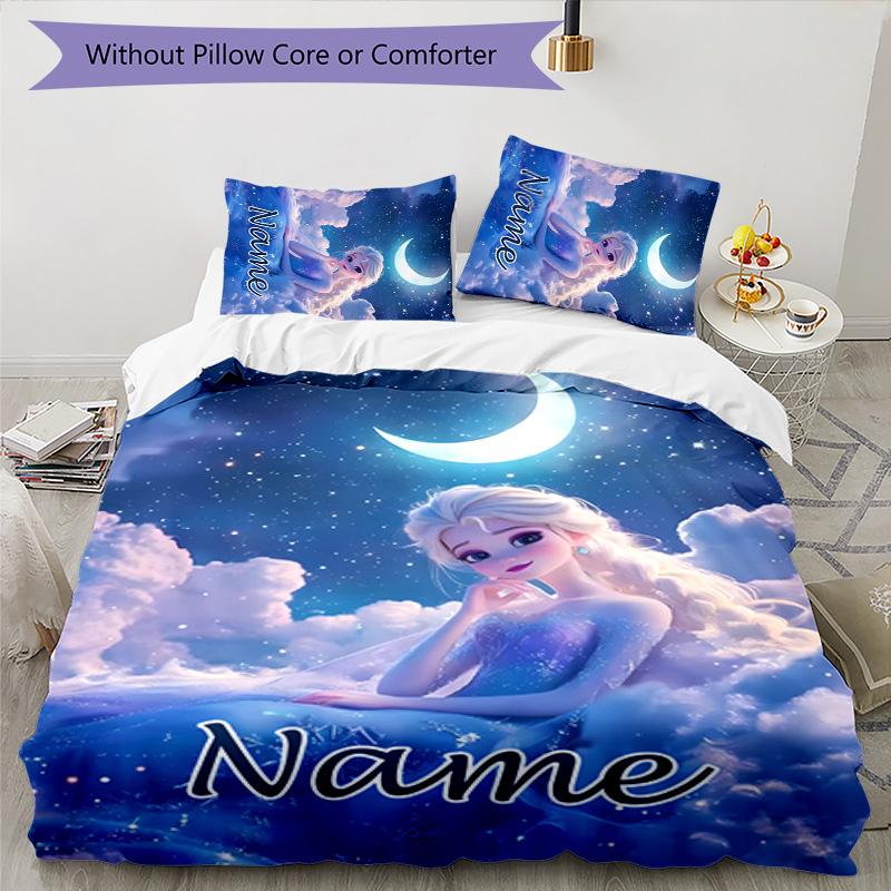 3pcs Frozen8 Cover Set - Personalized Name, HD Printed Bedding with 1 Cover and 2 Pillowcases - Perfect for Home Decor, Easy Care