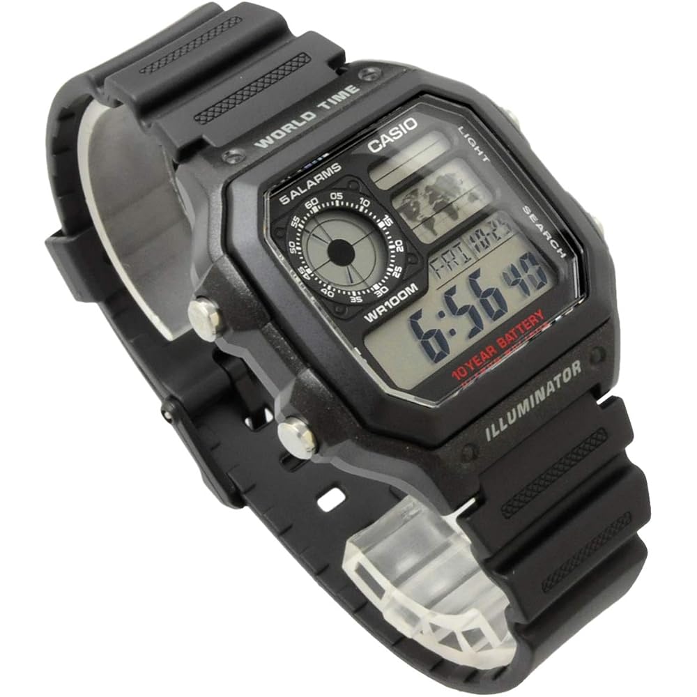 Casio World Time AE-1200WH-1AV Digital Watch Black Men's Casual Style