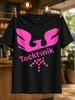 Tecktonik Pink Abstract Dancer Silhouette With Wing Shapes Dot Patterns And Futuristic Club Styling Unisex All Tshirt