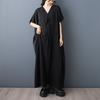 DIMANAF New 2026 Summer Women Plus Size Vintage Elegant Lady Long Dress Black Chiffon Loose Oversize Maxi Clothing