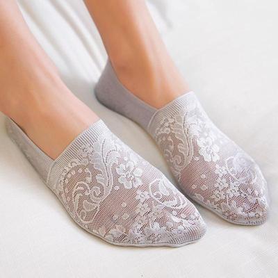 Mode Femmes Filles Chaussettes D'été Style Dentelle Fleur Chaussette Courte Antidérapant Invisible Cheville