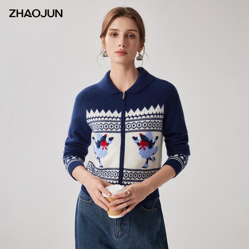 Zhaojun Women's 100% Cashmere Thickened Lapel Cardigan