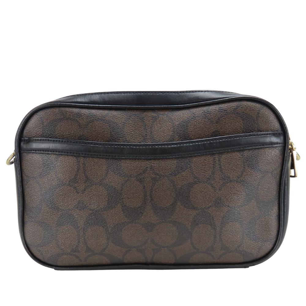 Gebrauchte COACH Umhängetasche Signature F68168 PVC/Leder Dunkelbraun Schwarz Tägliche Nutzung