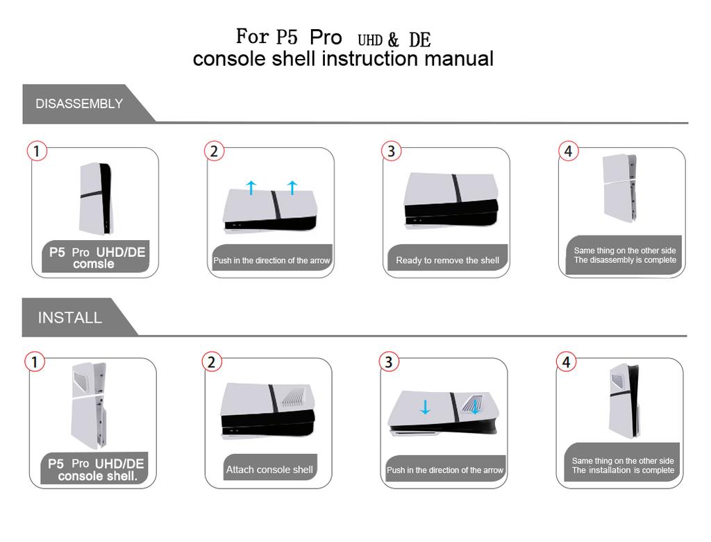 Carcasa de Repuesto para PS5 Pro UHD Accesorios de Juego para PS5 Pro Ultra HD Cubierta Intercambiable para Consola PlayStation 5 Pro