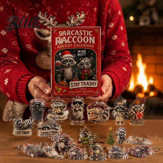 Einzigartige Weihnachtsgeschenke Waschbär Adventskalender 24 Tage 2D Acryl-Ornament Countdown Lustige Feiertagsgeschenke für Freunde Sammlerstück Niedliche Anhänger