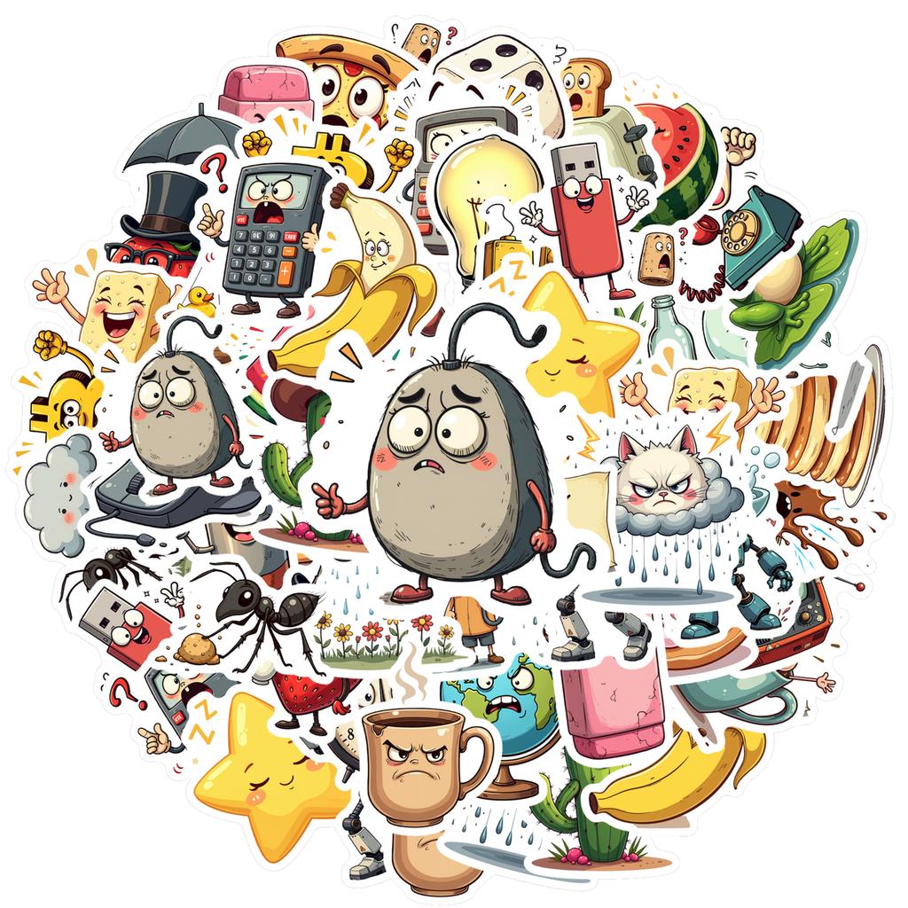 35pcs-70pcs Humorous Objects Decals Playful Food Teacher Reward Stickers DIY Stickers For Car Sticker Suitcase Phone