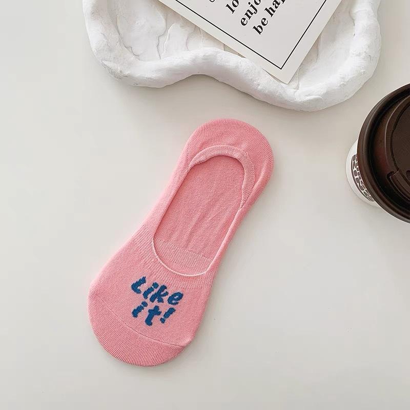 Colorful Dopamine Letter Boat Socks Women'S Shallow Breathable Socks Summer Thin Breathable Invisible Socks