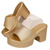 22 summer new sandals European and American thick heel large size slippers high heel one word cool slippers