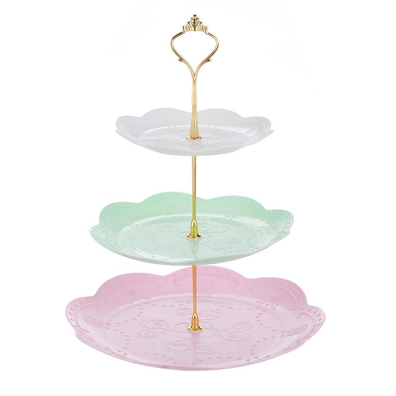 Cake Stand European Style 3 Tier Pastry Cupcake Fruit Plate Serving Dessert Holder Creative Multi-layer Plastic Fruit Plate