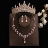 DIEZI Baroque Bridal Rhinestone Crown Tiara For Women Girls Wedding Princess Queen Crystal Tiaras Necklace Earrings Jewelry Sets