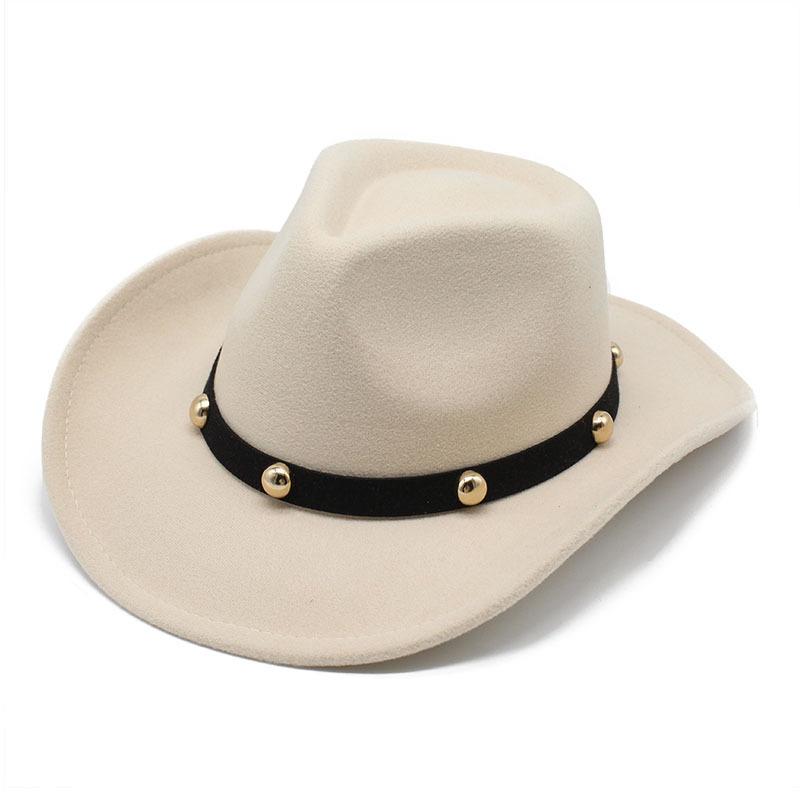 Western Cowboy Hat Woolen Men'S And Women'S Jazz Top Hat Men'S And Women'S Ethnic Style Felt Hat