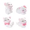 4Pcs/set Cartoon Bow Cat Animal Miniatures Resin Ornaments Fairy Garden Decoration Moss Terrarium Micro Landscape