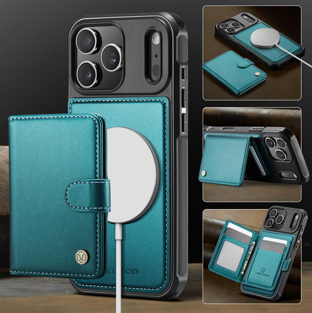 2 in 1 Detachable Cards Solt Business Magnetic Wallet Leather Case for iPhone 17 Pro Max 16 Plus 15 14 13 12 11 Book Stand Cover