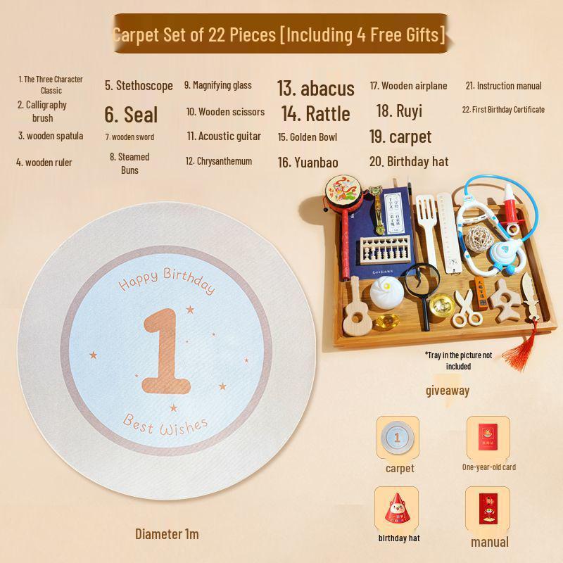 Zhua Zhou Requisiten-Set: Babys erster Geburtstag Zeremonie für Jungen & Mädchen