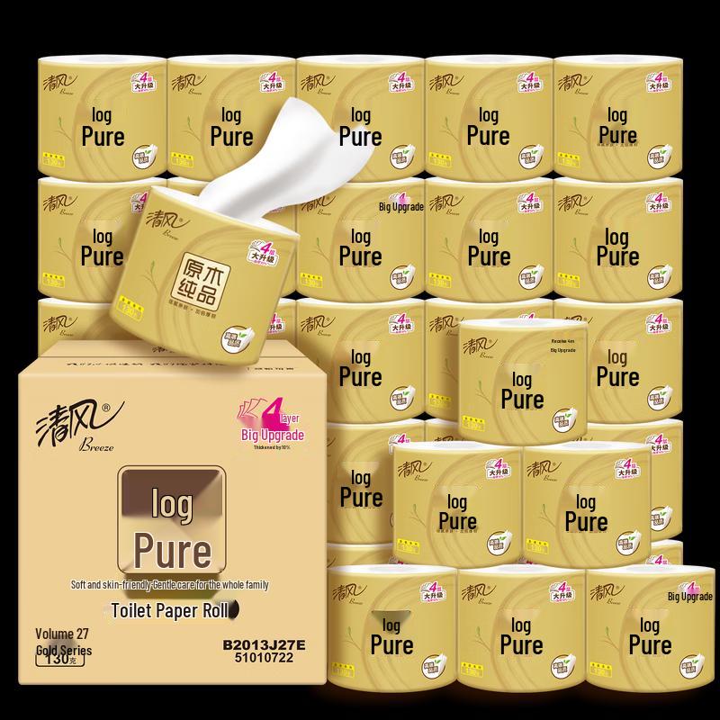 Qingfeng Original Wood 4-Ply Core Toilet Paper