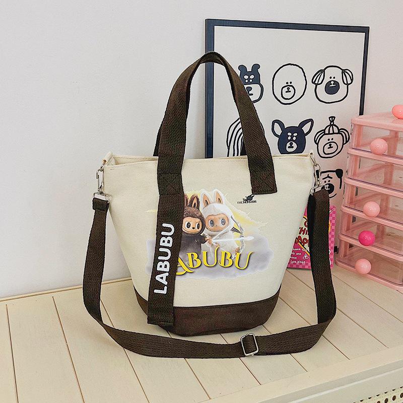 Cartoon Canvas Crossbody Tote Bag: Women's Versatile Shoulder & Lunch Bag