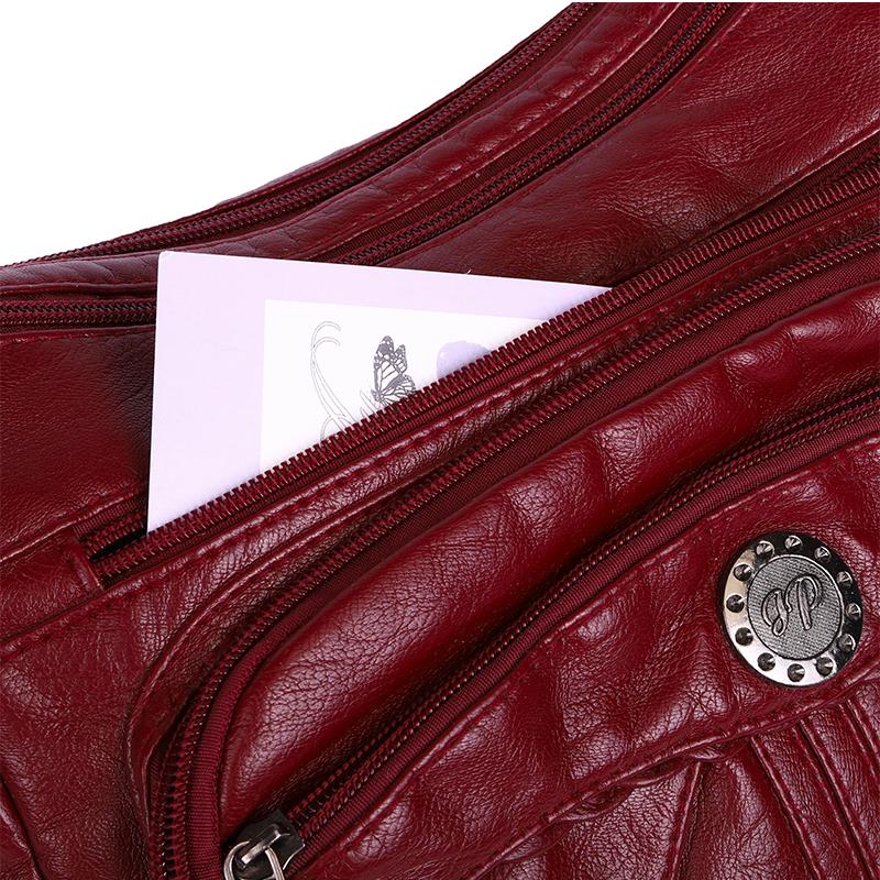 Weiche Leder Mehrfachfach Mehrfach-Taschen Schultertasche Damen Umhängetasche Muttertasche