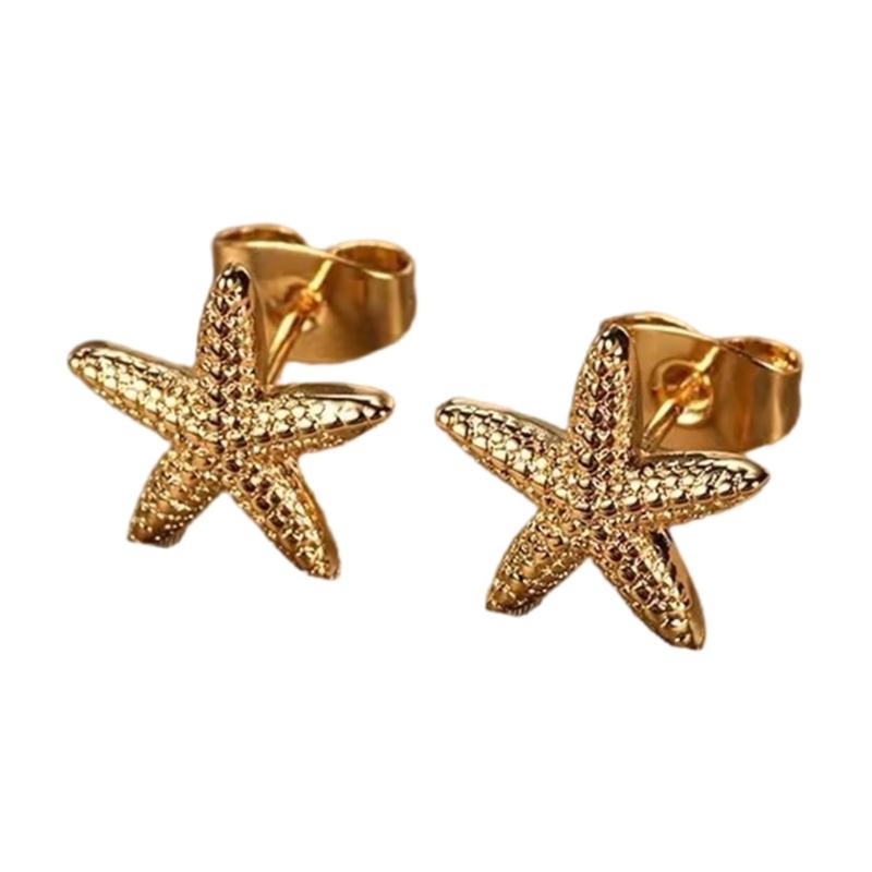 

Sleek Starfish Studs Earrings In Gold Stainless Steel Versatile Ear Rings Jewelry For Everyday Or Parties