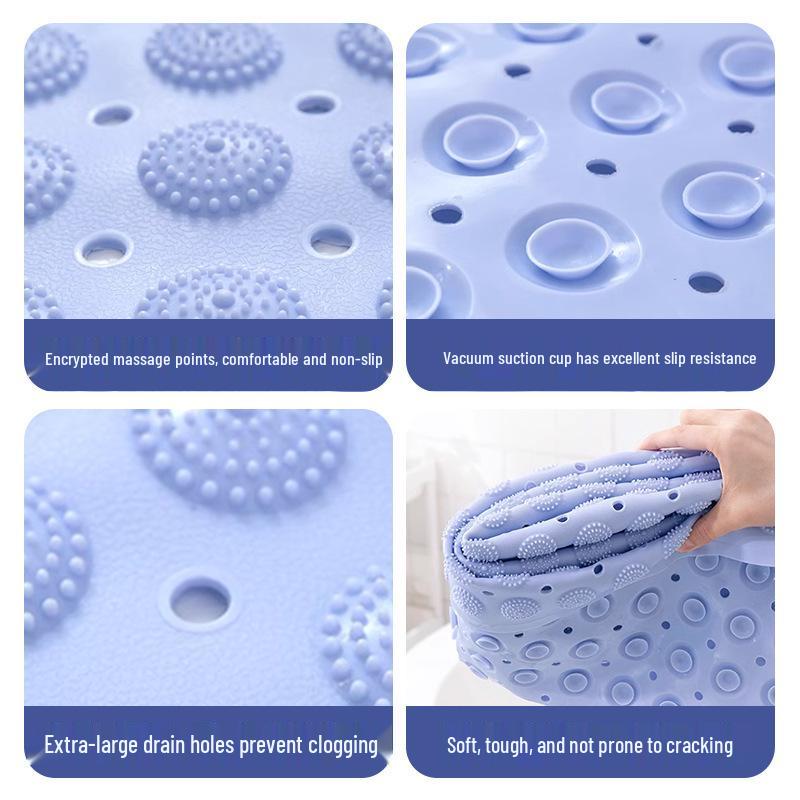 Non-Slip Shower Mat with Foot Massage and Suction Cups, Waterproof for Bath and Toilet Floors