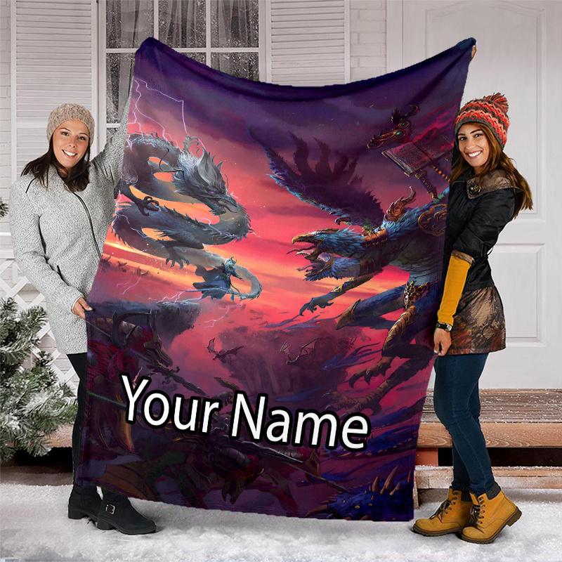 Custom Name Total War Warhammer Theme Printed Blanket - Perfect for Couch, Bed, Travel & Outdoor Use | Machine Washable, Cozy & Durable.