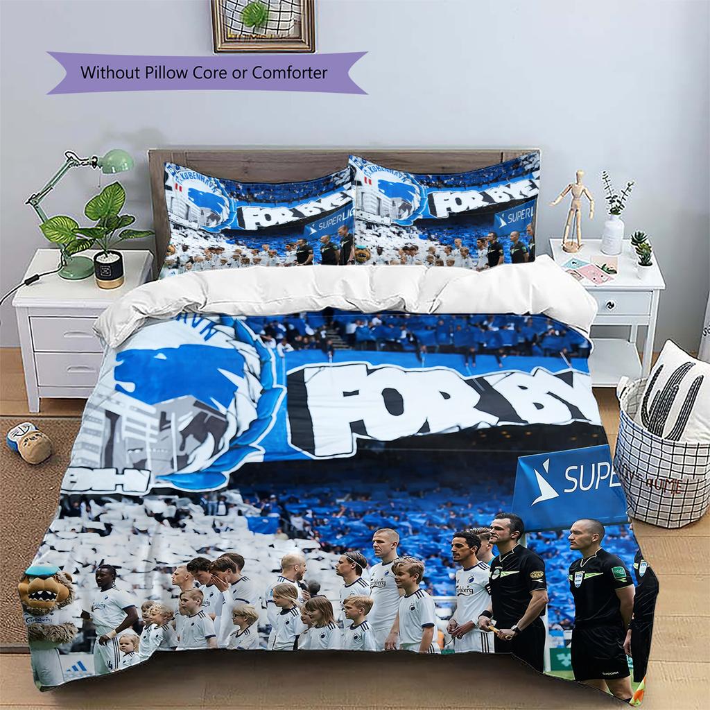 Copenhagen Football Club Pattern Bedding Home Decoration Birthday Gift (1 * duvet cover + 2 * pillowcase, without core)