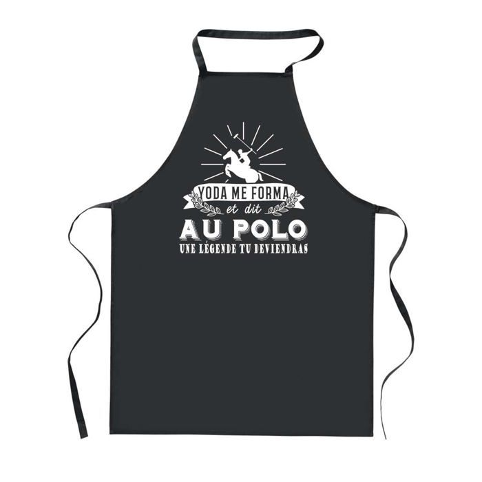 Tablier de cuisine - PLANETEE - Polo Légende Humour - Noir - 90x60 cm - Impression France
