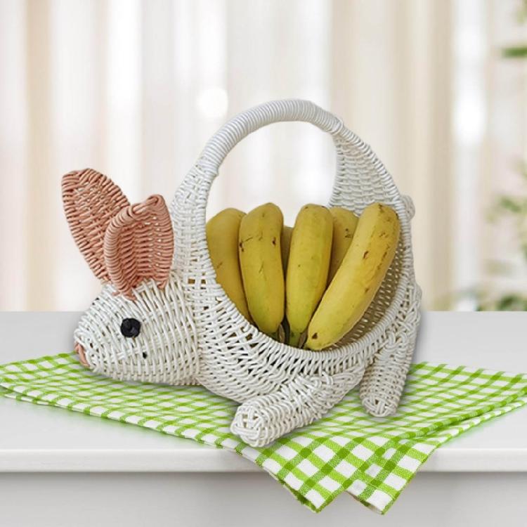 Practical Woven Flower Basket Bunnies Shaped Sturdy Plastic Container Craft Supplies for Wedding and Office Storage