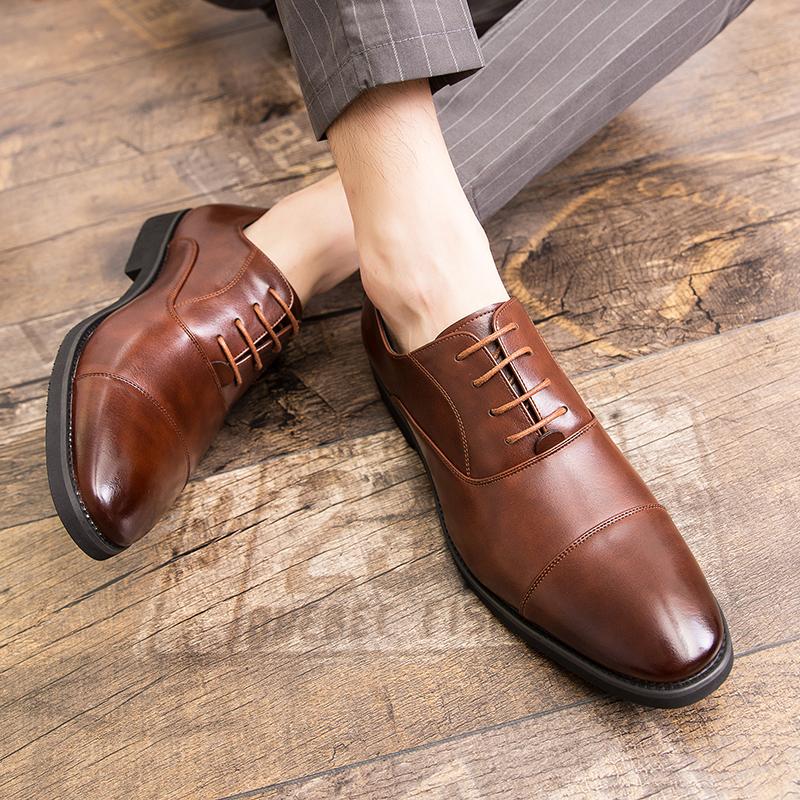 Classic Men Derby Shoes Men Comfortable Fashionable Leather Shoes Business Office Brand Men Shoes Black Brown Size 38-48