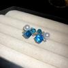 Silver Needle Diamond Irregular Square Pearl Stud Earrings Fashion Simple Commuter Earrings Light Luxury Premium Temperament Earrings