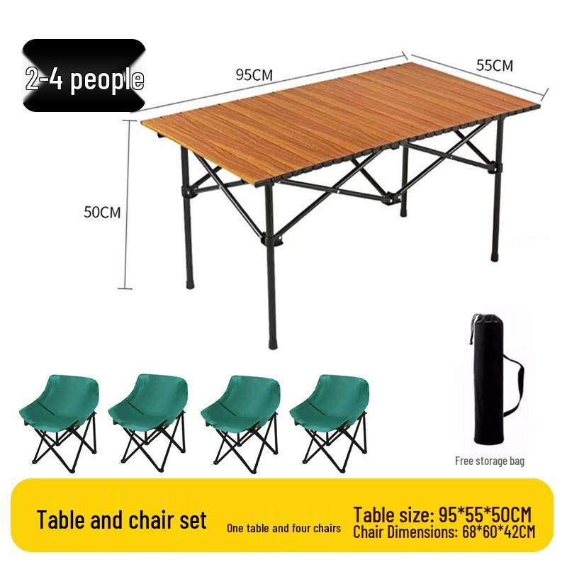 Portable Folding Chair and Table Set for Camping, Fishing, Dining, Street Vendors, Barbecue, and Outdoor Self-Driving Tours.