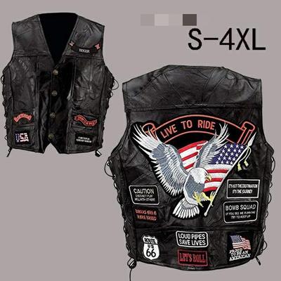 Vestă de motociclist din piele de modă Vestă punk Vestă de motociclist de transport ascuns cu petice Jachete de motociclete
