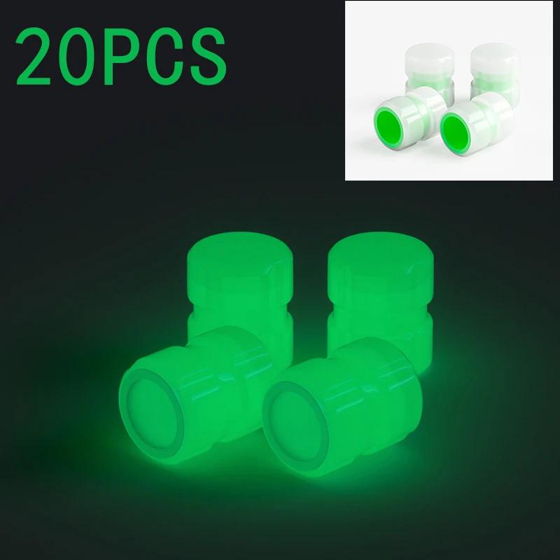 Car Luminous Tire Valve Caps Fluorescent Green Blue Night Glowing Moto Bicycle Bike Wheel Tyre Hub Valve Stem Caps 4/8/16/20pcs