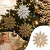 Christmas Tree Ornaments with Gold Glitter Snowflake, 3D Hollow Plastic Double-Sided Christmas Decorations for Holiday Display