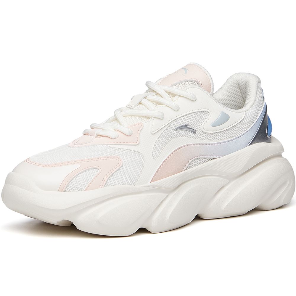 Anta Meow Paw Lifestyle Series Breathable Shock Absorption Support Low-Top Dad Shoes Women Sneakers White Pink 922128898-4