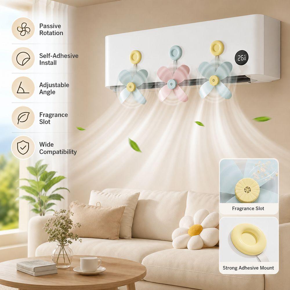 Adjustable Louver Air Vent Fan Self Adhesive Wind Deflector Guide  Home Air Conditioning